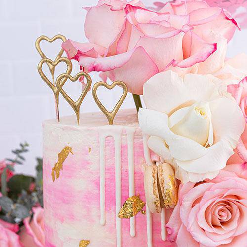 Rose & Macaron Cascade Cake